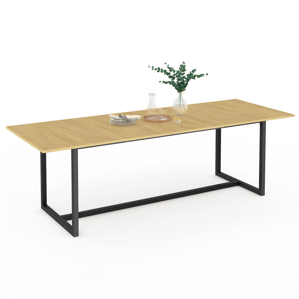 Table repas extensible Memphis 200-250cm plateau bois et pieds noirs