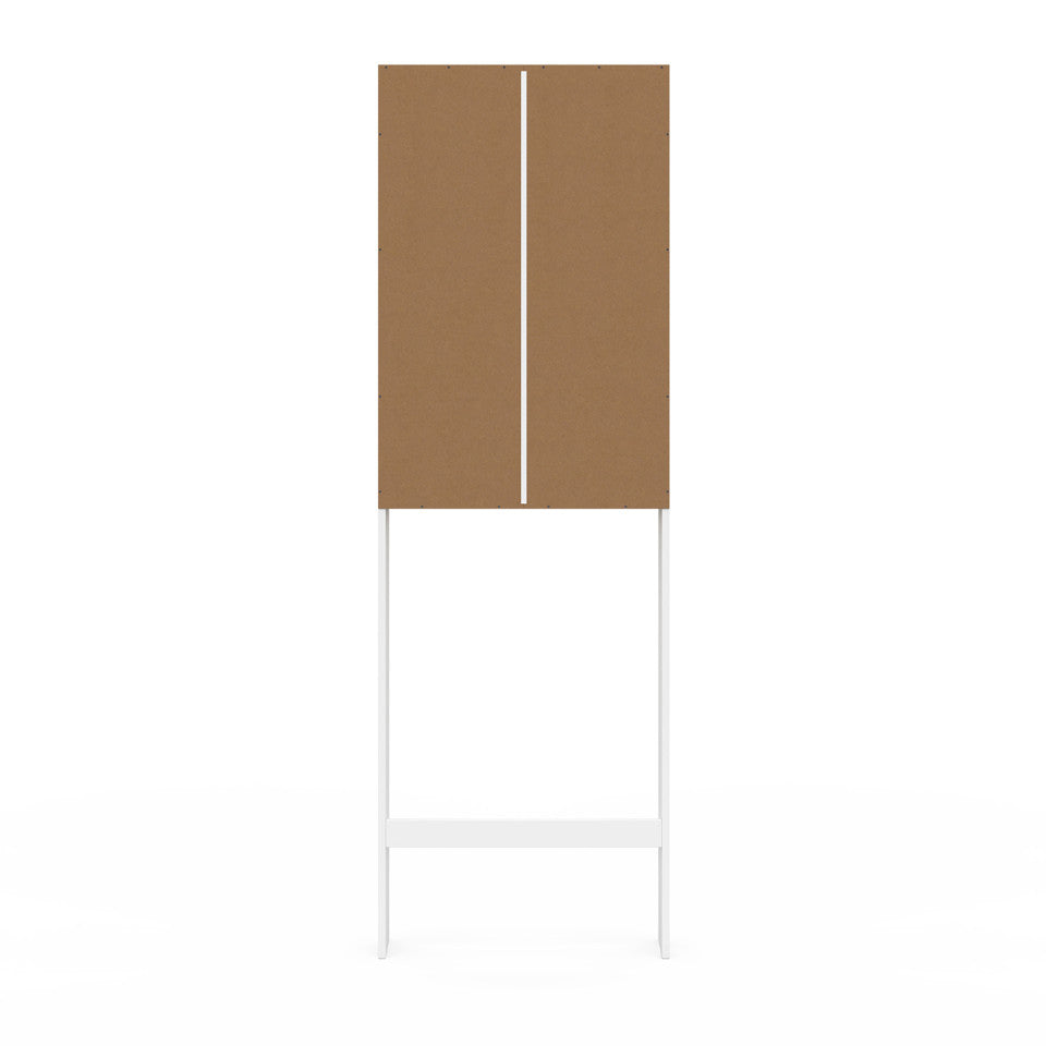 Meuble spécial dessus de WC avec placard bois et blanc