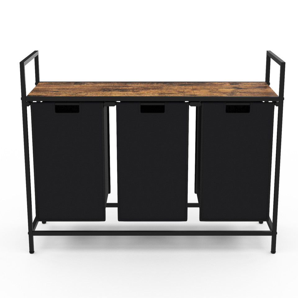 Panier à linge Elize 3 compartiments sur pieds 114L