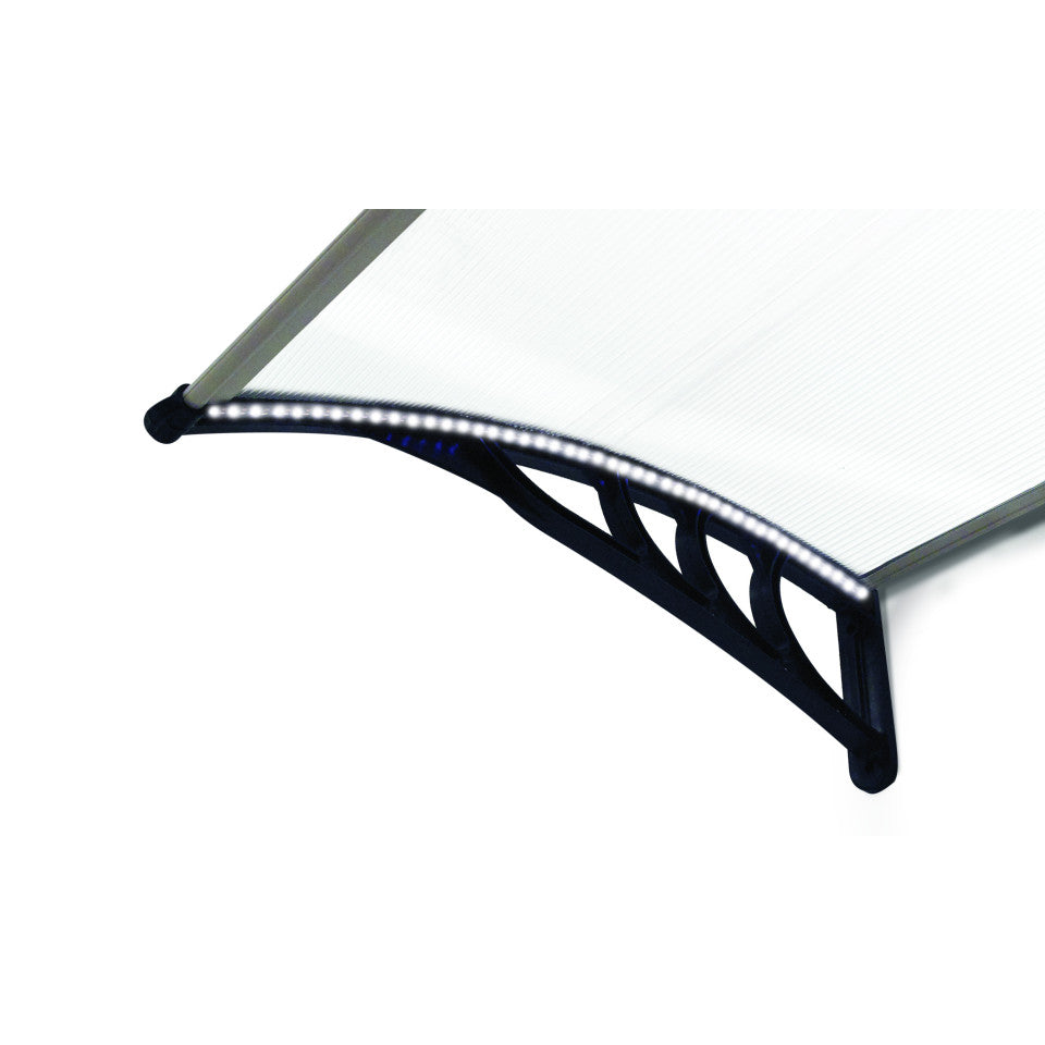 Marquise de porte transparente LED 80x120cm