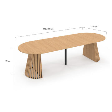 Table à manger ronde extensible Camélia Ø110-300cm