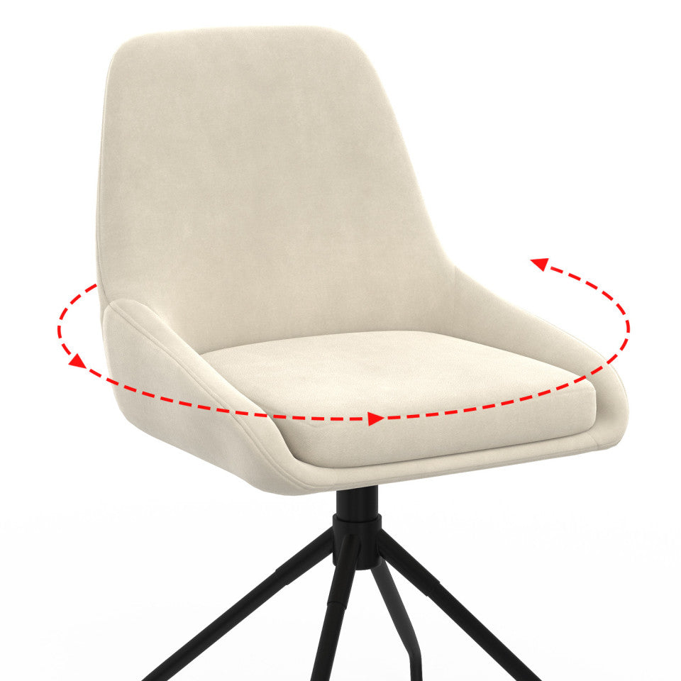 Chaises Olivia assise pivotante crème pieds métal - lot de 4