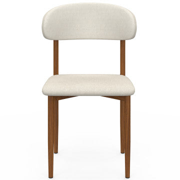 Chaises Callisto tissu beige pieds effet noyer - lot de 6