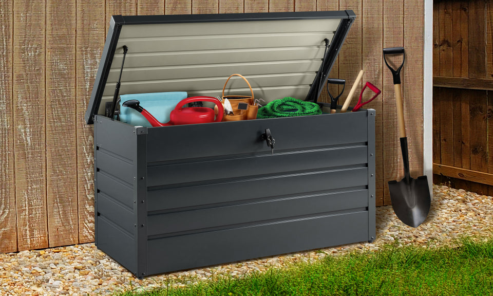 Coffre de rangement pour extérieur gris anthracite en métal 350L