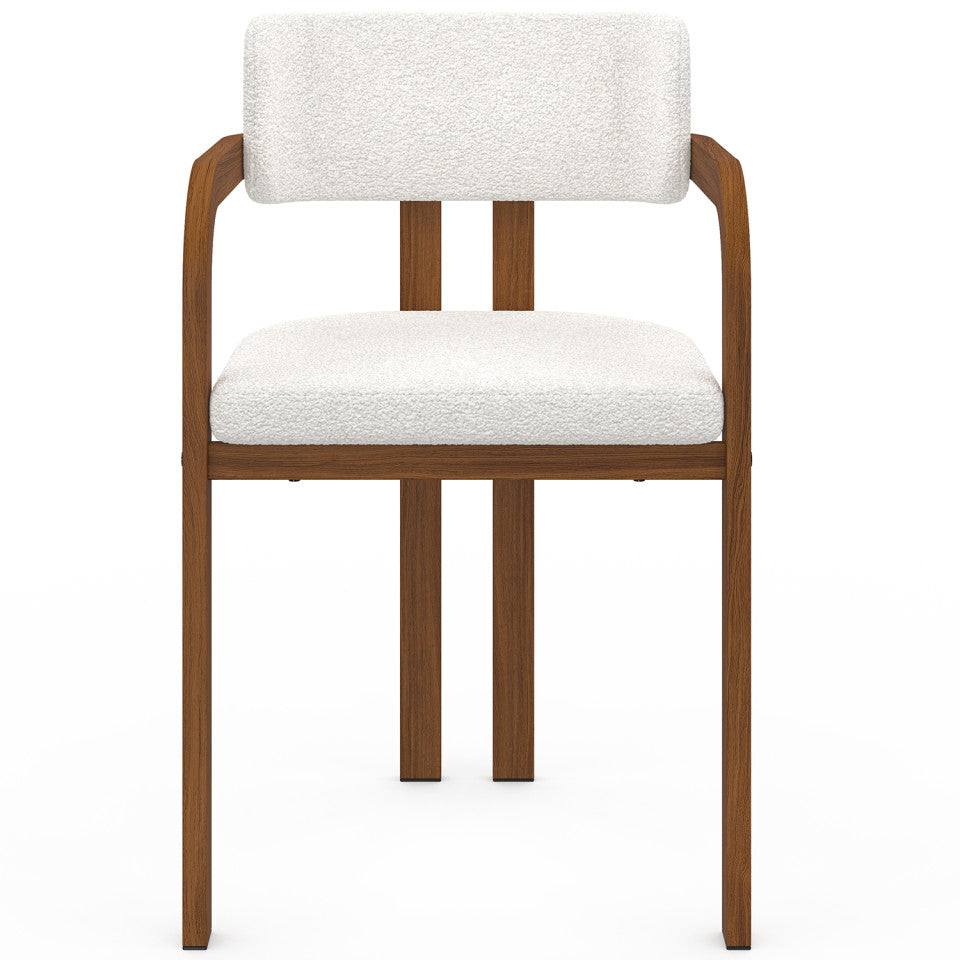 Chaises Elsa avec accoudoirs bouclette pieds effet noyer - lot de 4