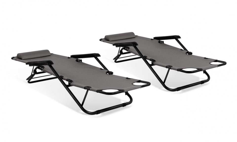 Fauteuils de jardin Relax double position gris - lot de 2