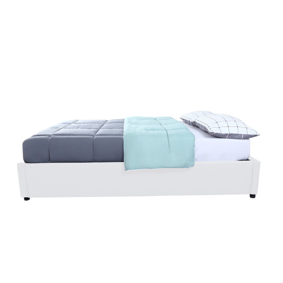 Lit coffre Otto en similicuir blanc avec sommier 160x200cm