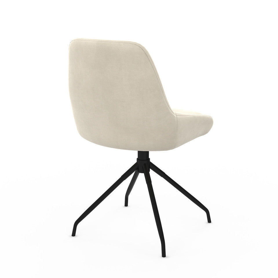 Chaises Olivia assise pivotante crème pieds métal - lot de 4