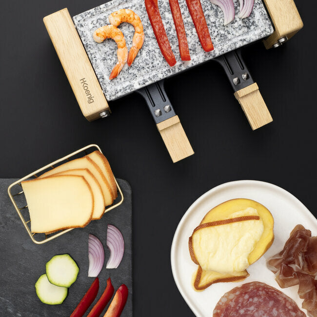 Raclette et pierre à cuire 2 personnes design bois