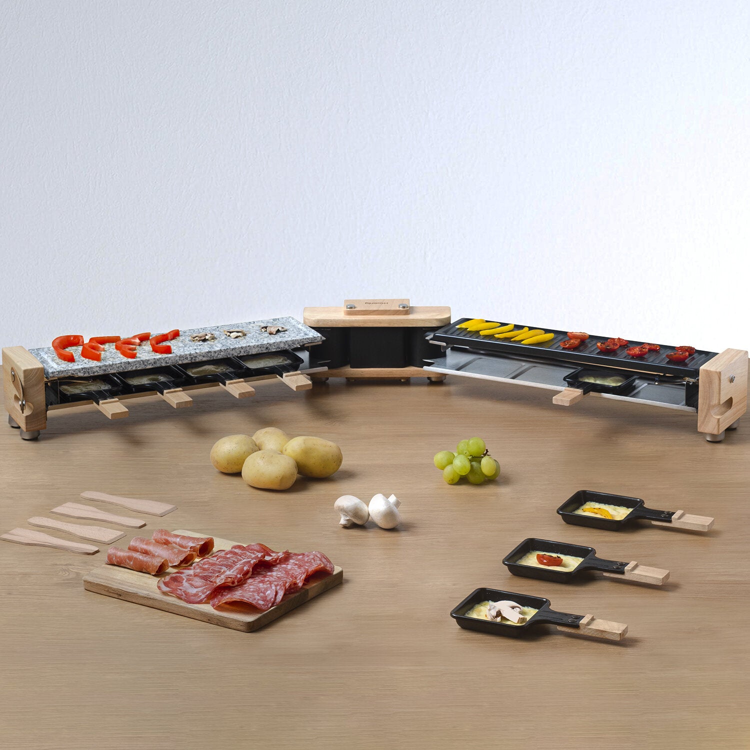 Raclette 4 en 1 conviviale 8 personnes design bois