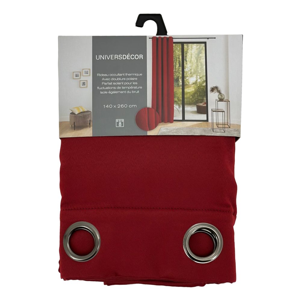 Rideaux Occultant Thermique 140 x 260 cm Cerise