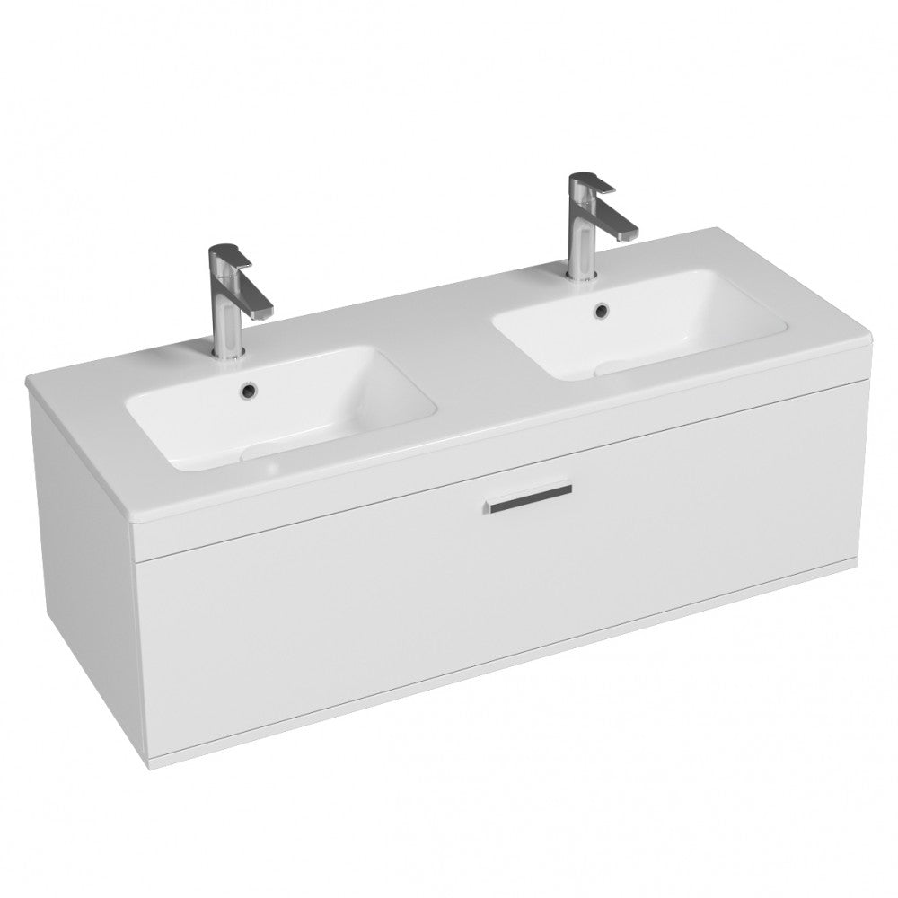Meuble double vasque Rubite 1 tiroir 120 cm + miroir cadre
