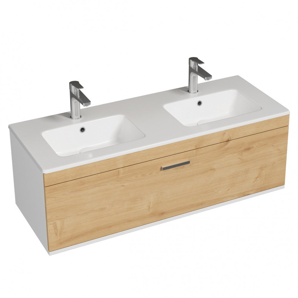 Meuble double vasque Rubite 1 tiroir 120 cm + miroir cadre