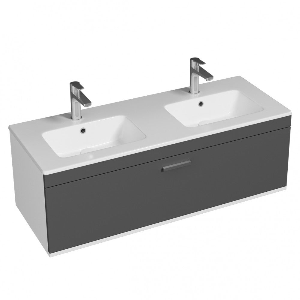 Meuble double vasque Rubite 1 tiroir 120 cm + miroir cadre