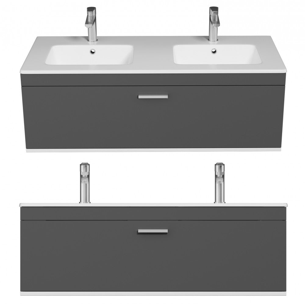 Meuble double vasque Rubite 1 tiroir 120 cm + miroir cadre