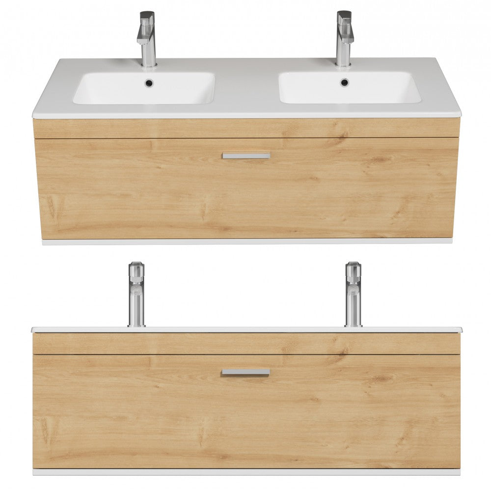 Meuble double vasque Rubite 1 tiroir 120 cm + miroir cadre
