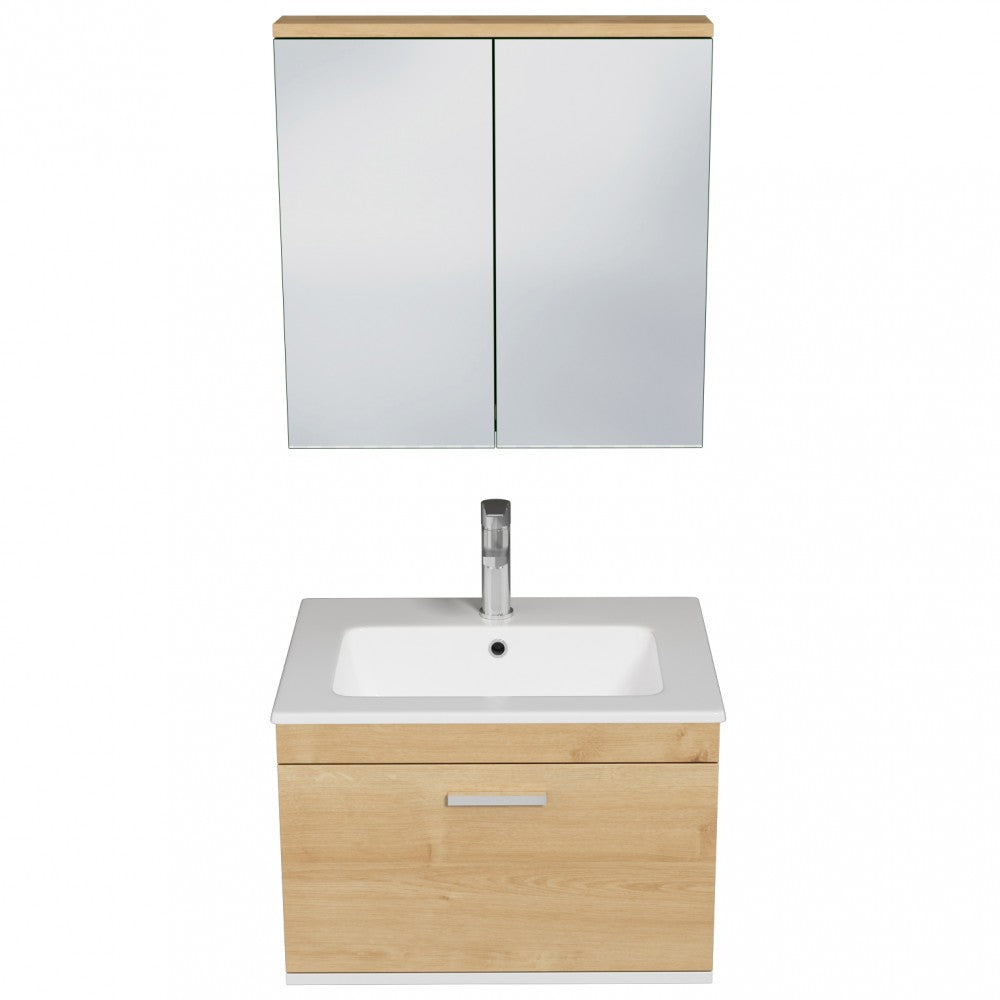 Meuble simple vasque Rubite 1 tiroir 60 cm + + miroir armoire