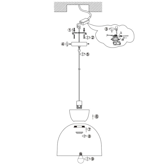 Lampe suspension noire & or - Skandina