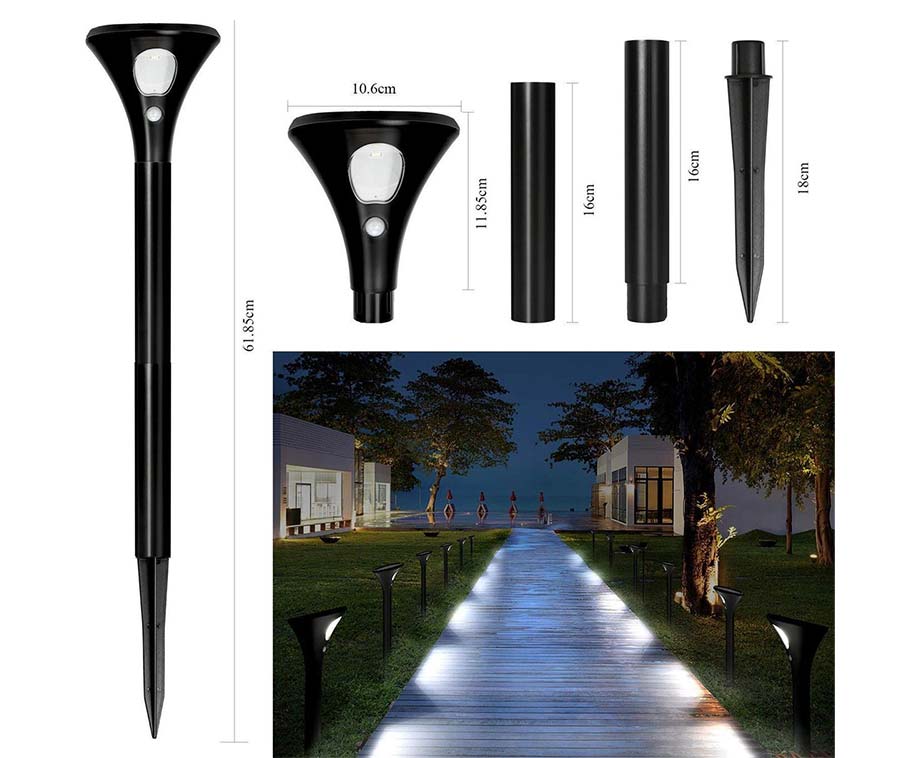 Lot de 2 lampes solaires Spike - Éclairage d'allée de jardin