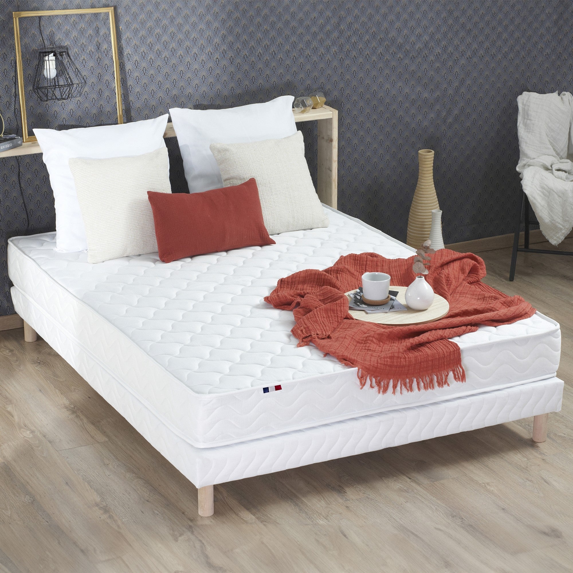 Sommier tapissier à lattes blanc Made in France