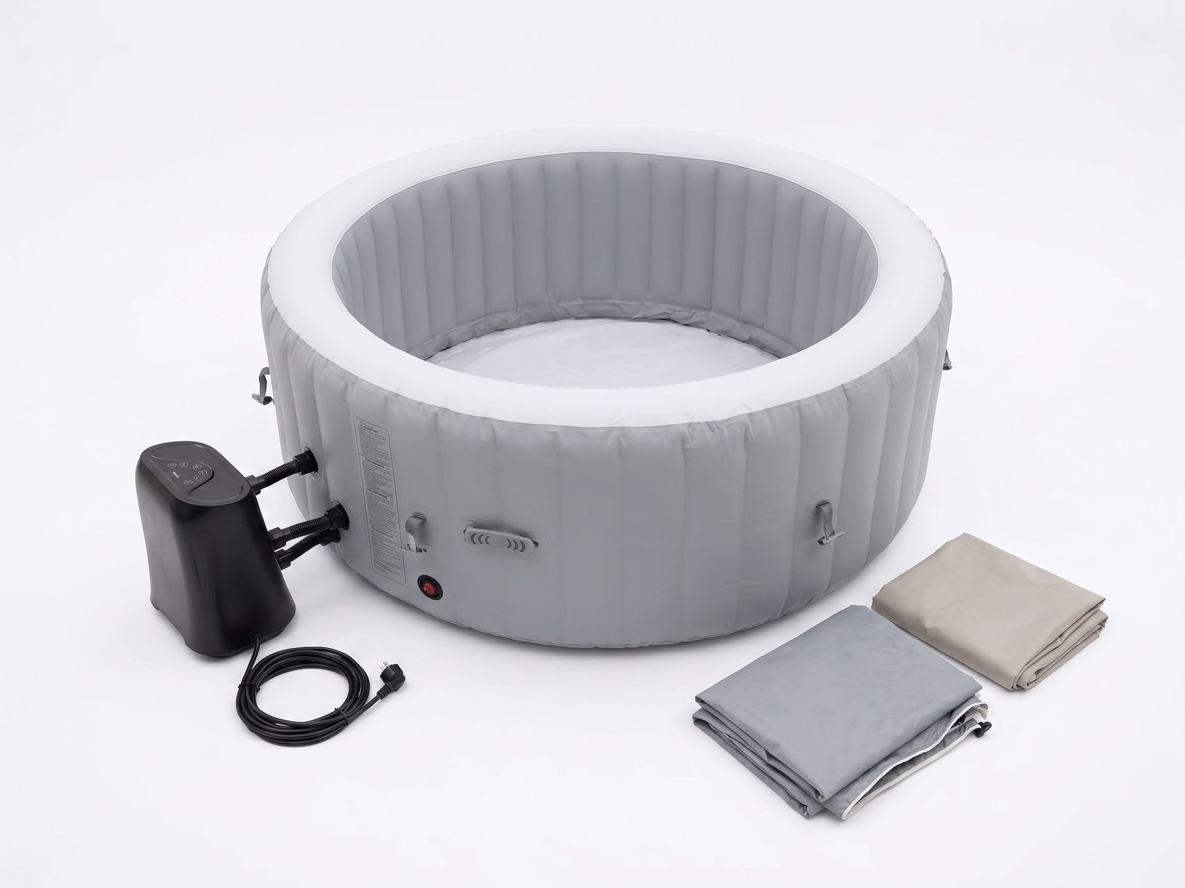 Spa gonflable 4 places rond GrisDiamêtre : 180 cm - Filtre et bâche inclus