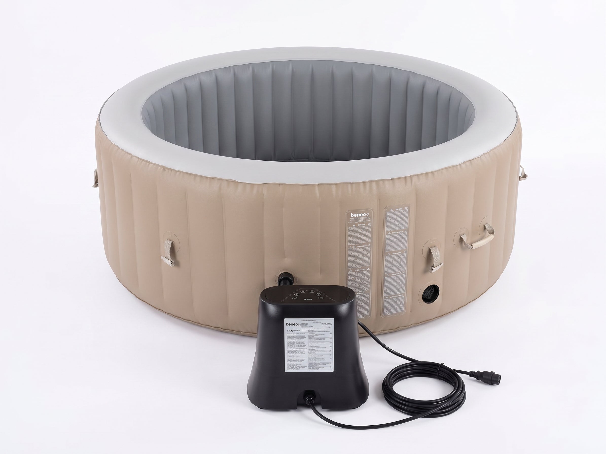 Spa gonflable 4 places rond Beige Diamêtre : 180 cm - Filtre et bâche inclus