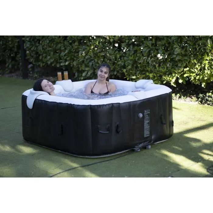 Spa gonflable 6 places carré - Bandeau LED inclus - Dimensions : 185 x 185 cm