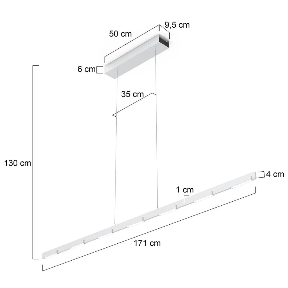 Lampe design suspension en acier - 11 lumières - Bloc