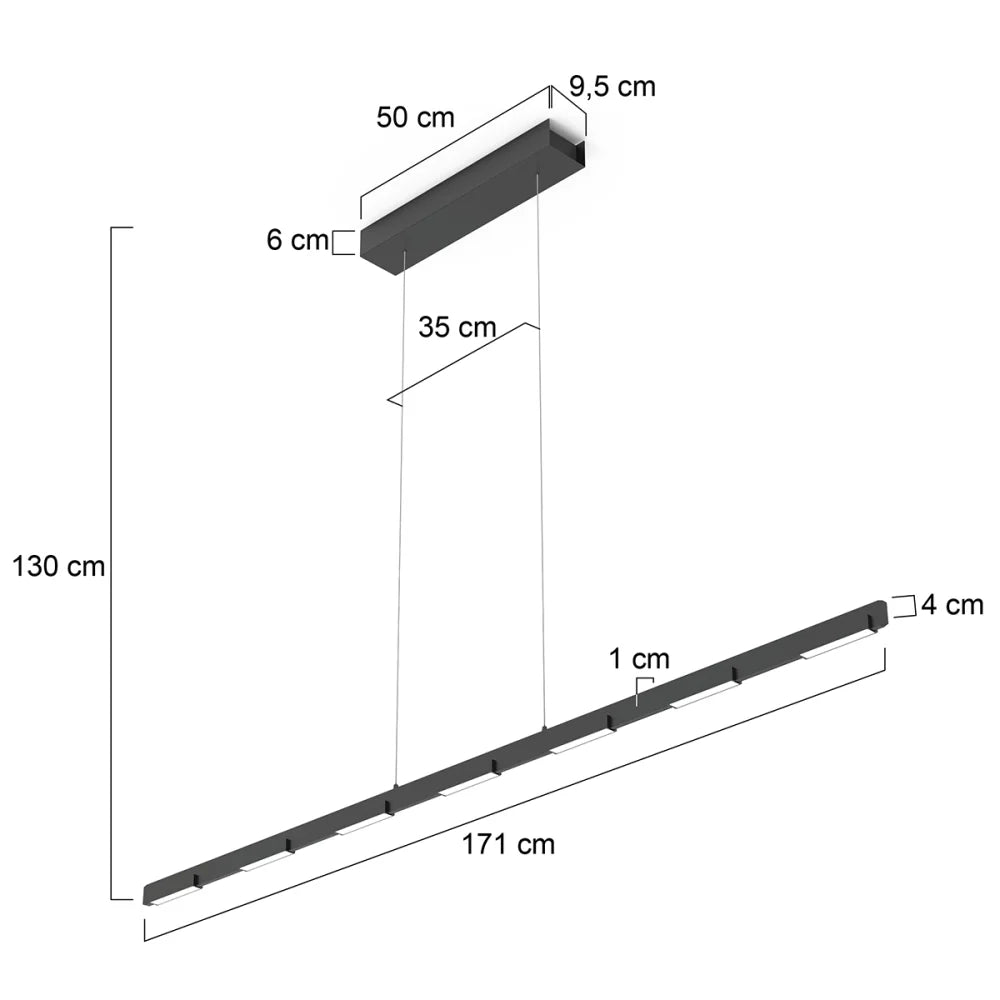 Lampe design suspension noire - 11 lumières - Bloc