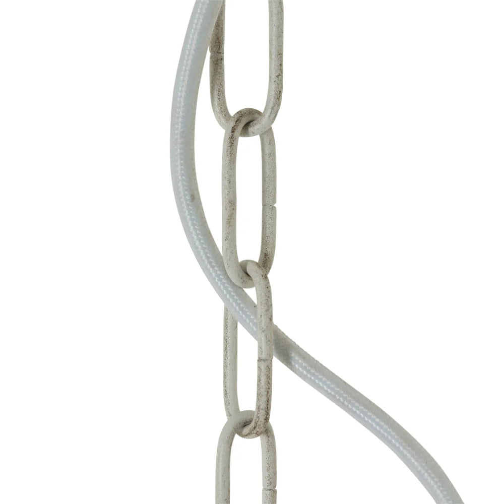 Lampe suspension blanche, bois & métal - 3 lumières - Ella
