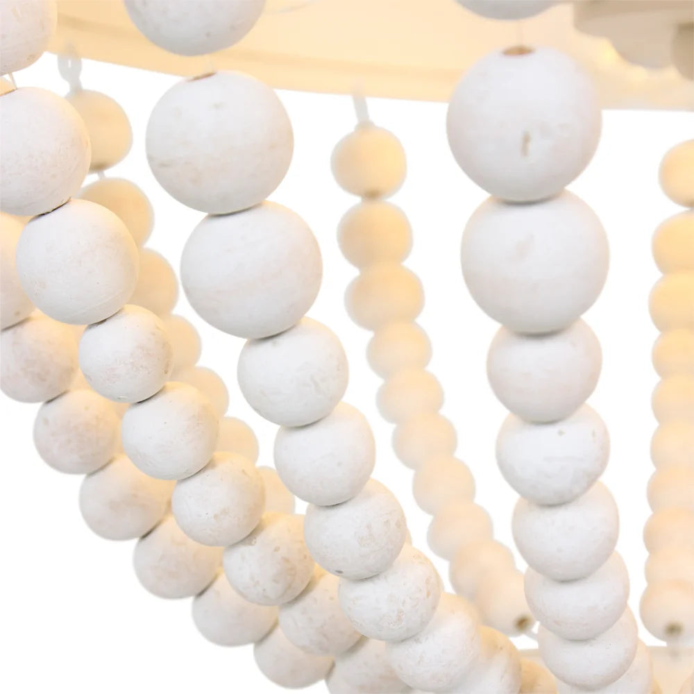 Lampe suspension blanche, bois & métal - 3 lumières - Ella