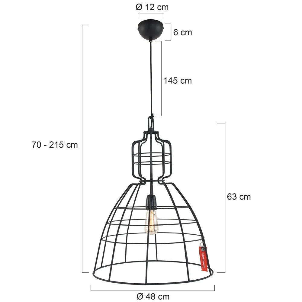 Lampe suspension style industriel noire - Mark III