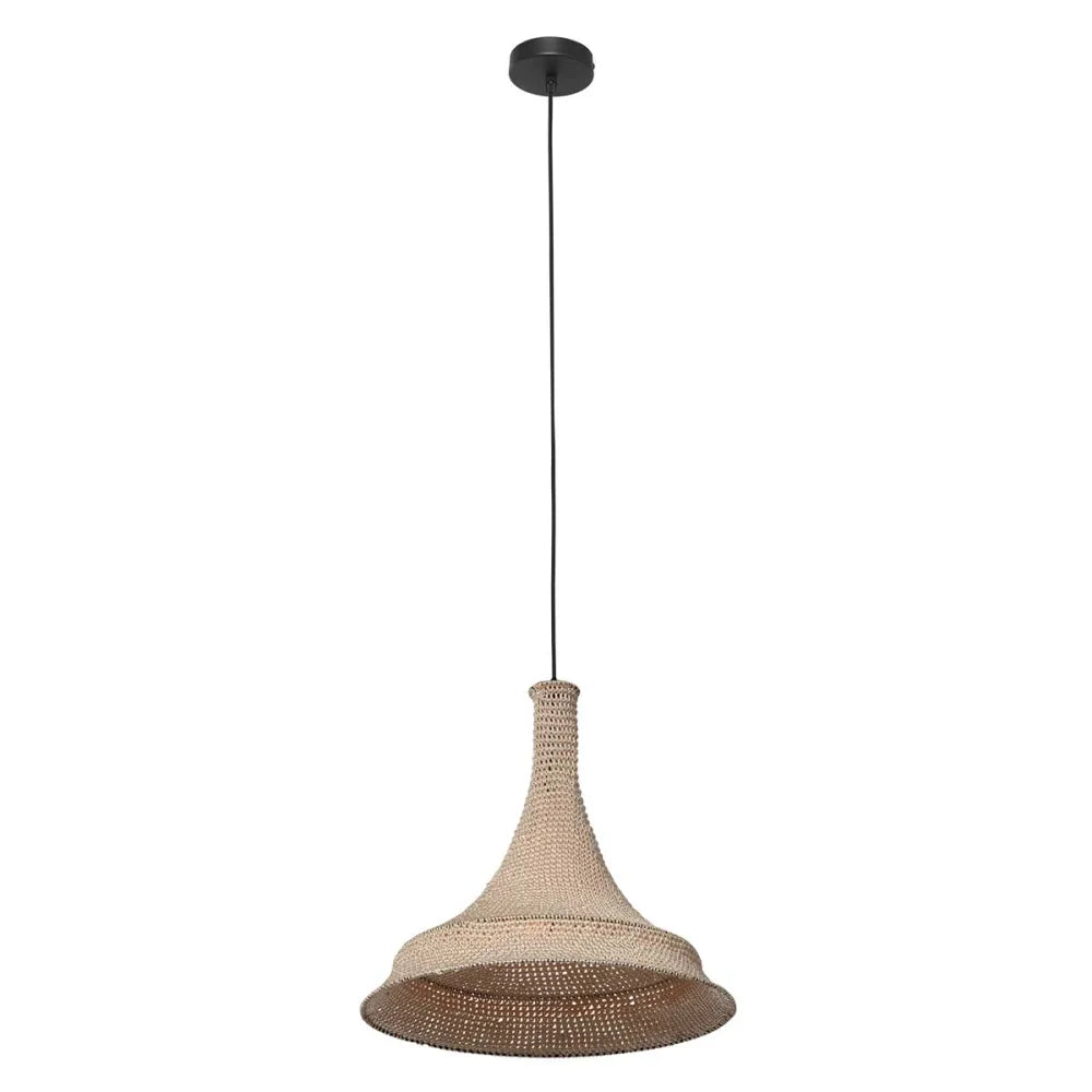 Lampe suspension orientale tissée main crème