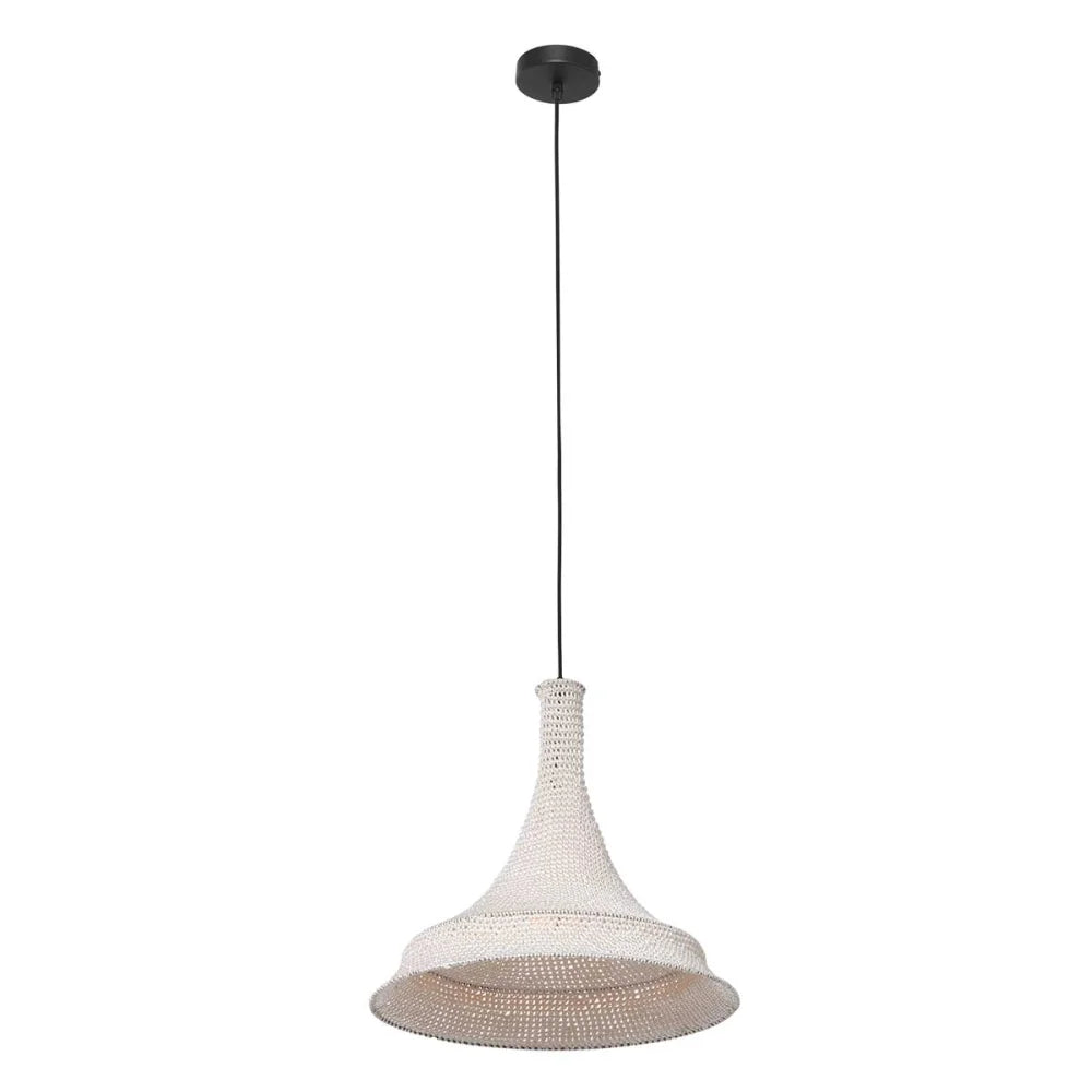 Lampe suspension orientale tissée main blanche - Marrakech