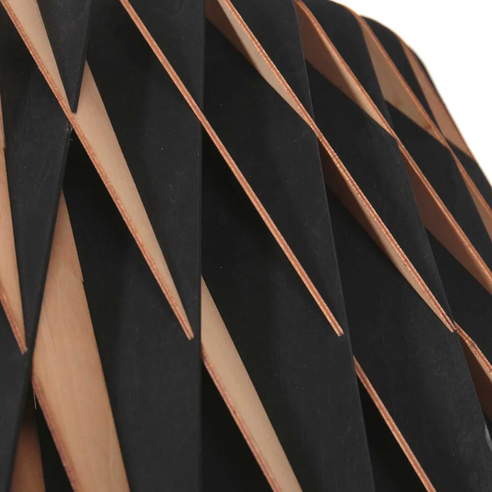 Lampe suspension noire, bois naturel - Maze