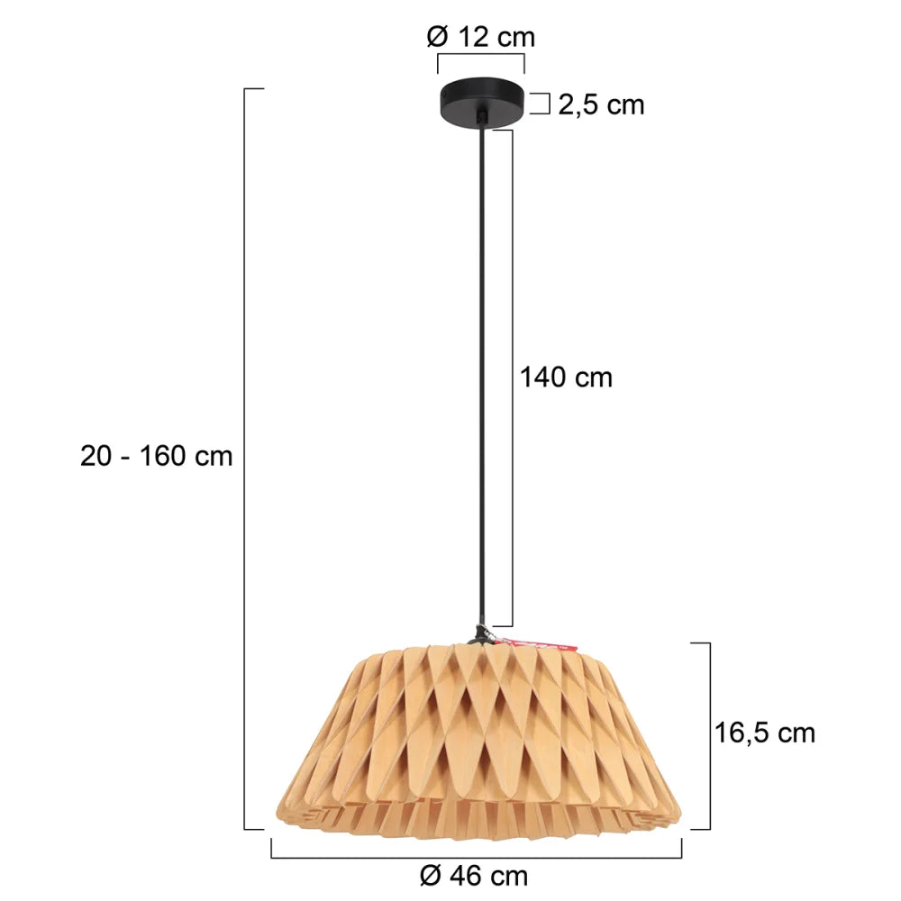 Lampe suspension marron, bois naturel - Maze