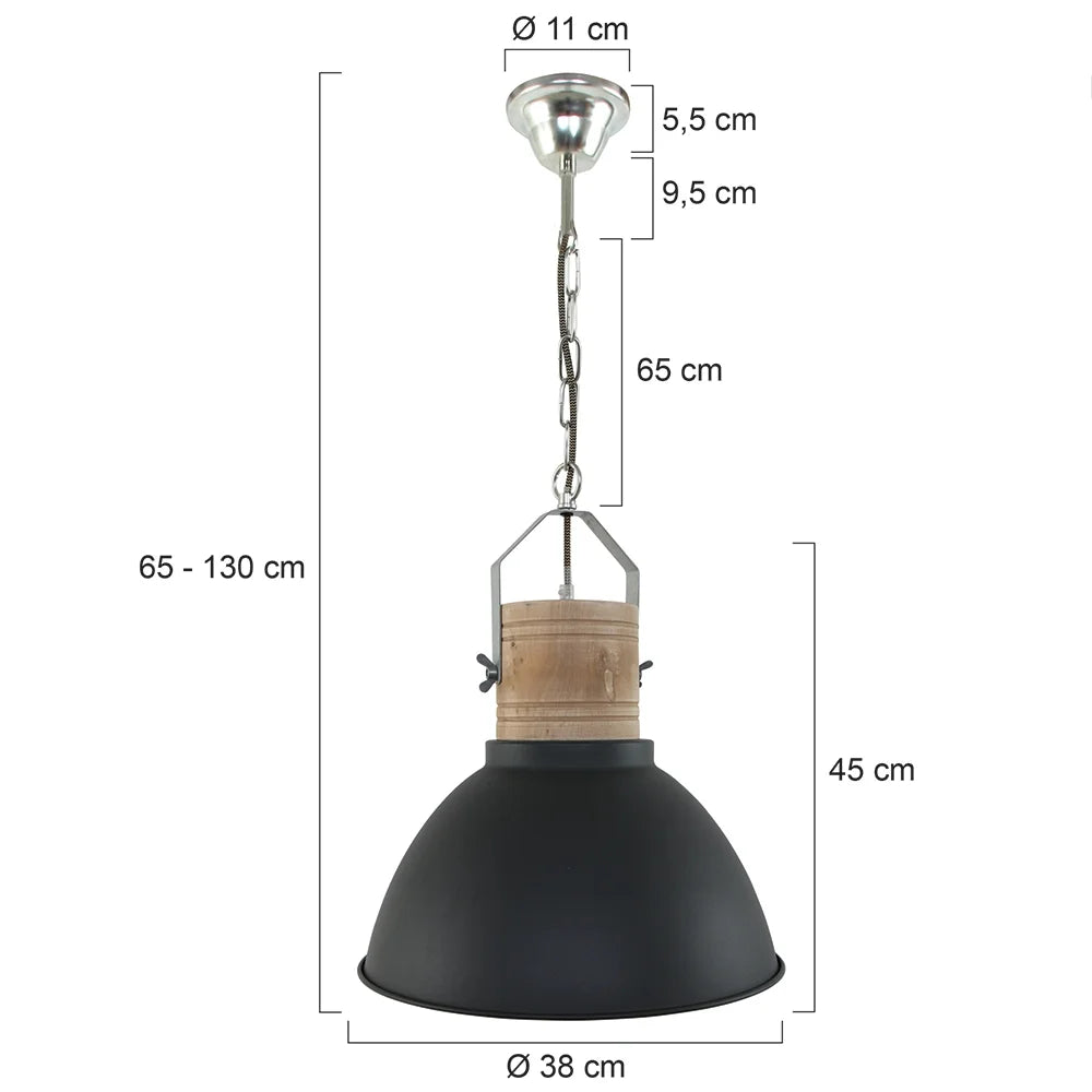 Lampe suspension style industriel noire - Emile
