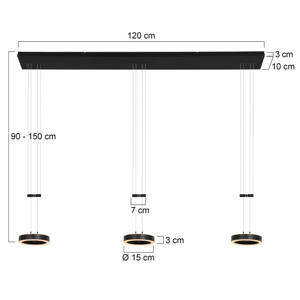 Lampe suspension noire - 6 lumières - Piola