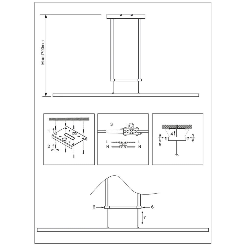 Lampe suspension acier - 1 lumière - Profilo