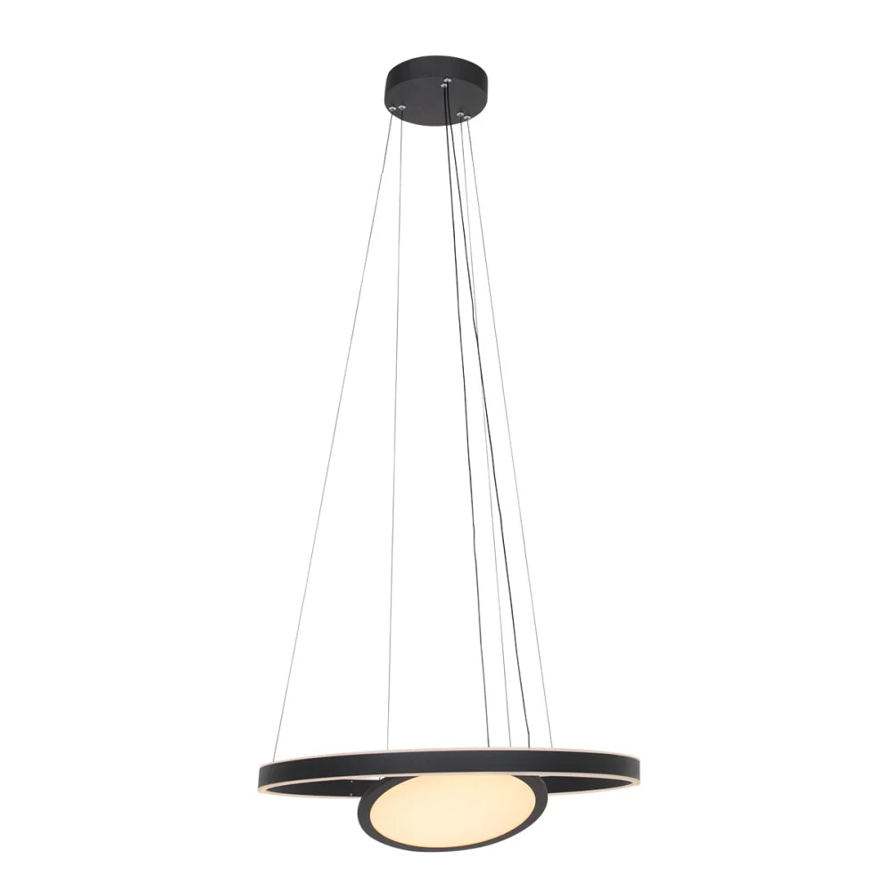 Lampe suspension noire - 3 lumières - Ringlux