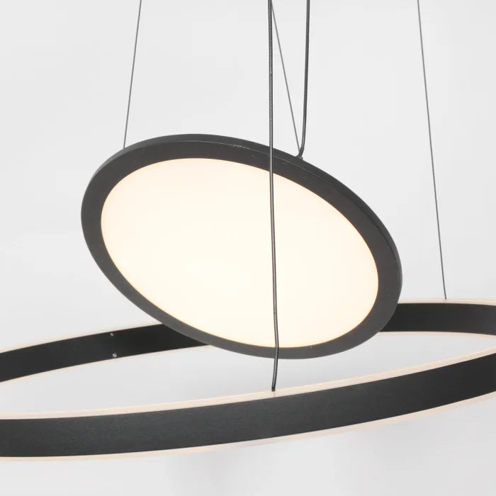 Lampe suspension noire - 3 lumières - Ringlux
