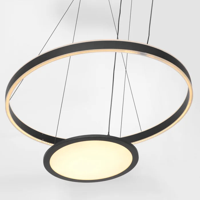Lampe suspension noire - 3 lumières - Ringlux