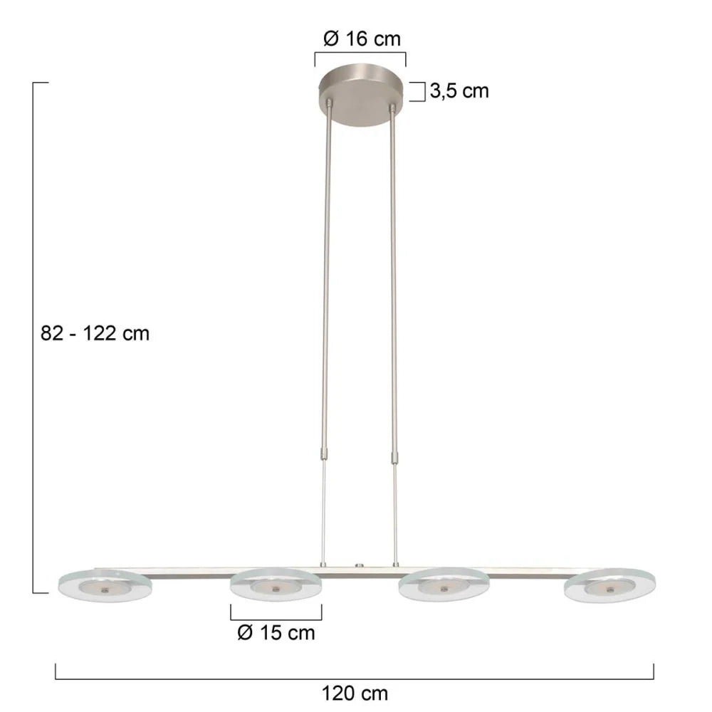 Lampe suspension acier - 4 lumières - Soleil