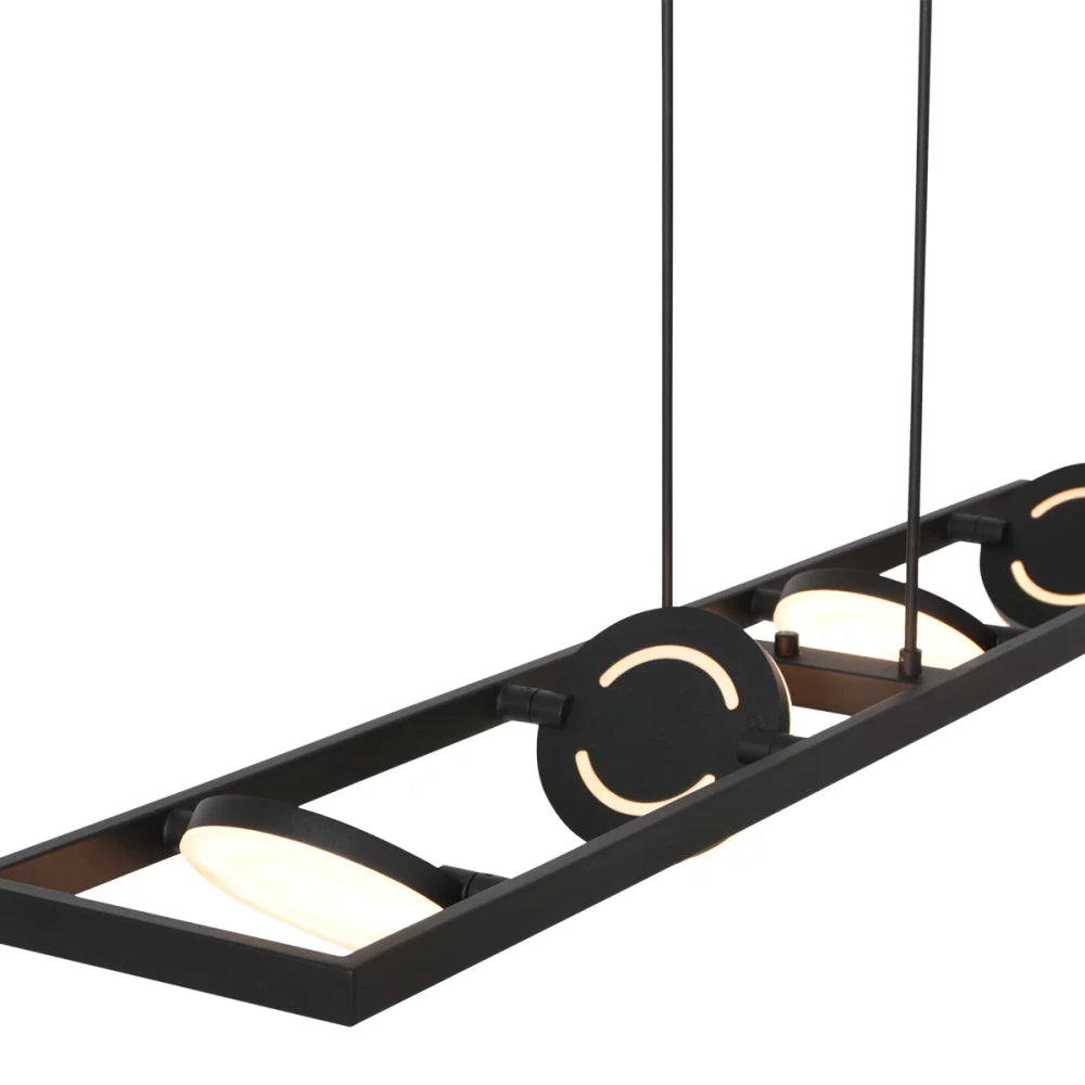 Lampe suspension noire - 4 lumières - Soleil