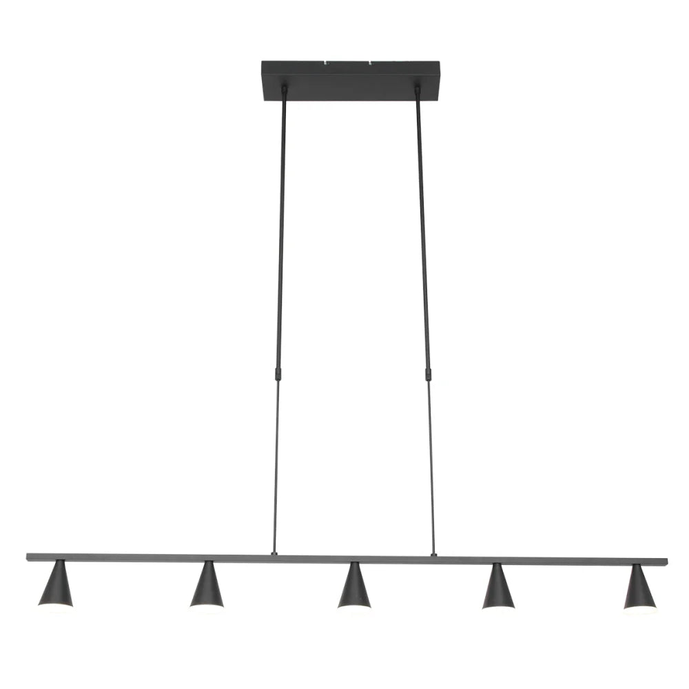 Lampe suspension noire - 5 lumières - Vortex