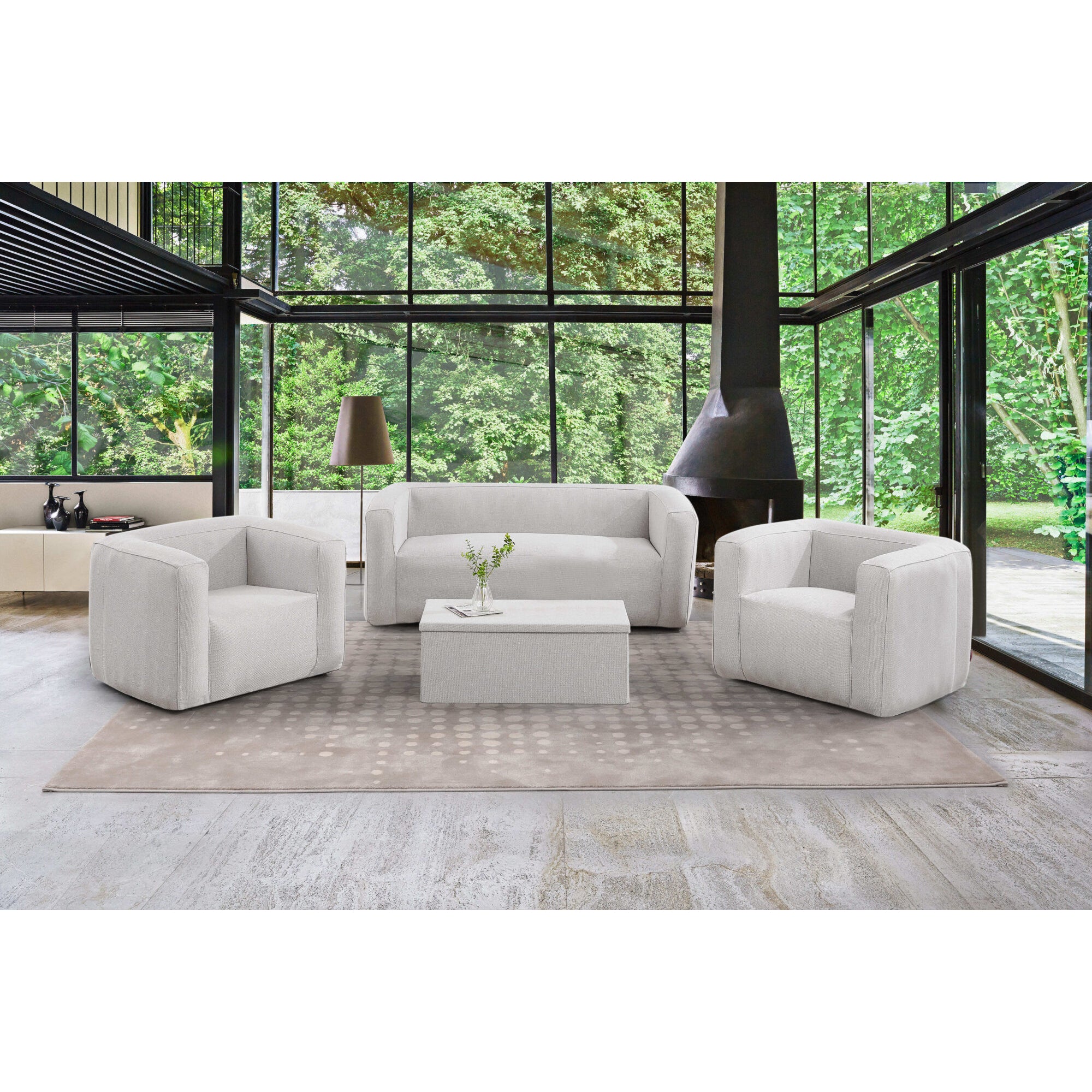 Table coffre Terracotta - Ouverture sur le dessus - Intérieur et extérieur - Couleur Gris clair