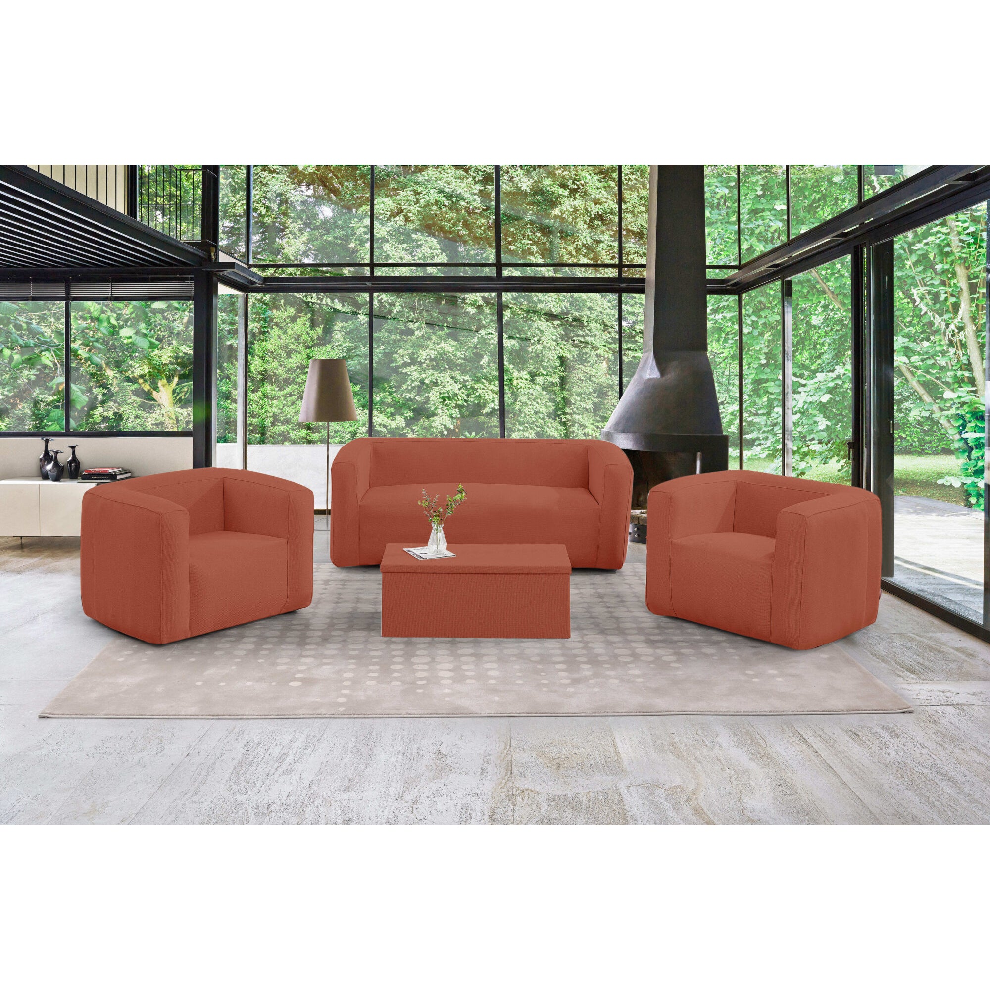 Table coffre Terracotta - Ouverture sur le dessus - Intérieur et extérieur