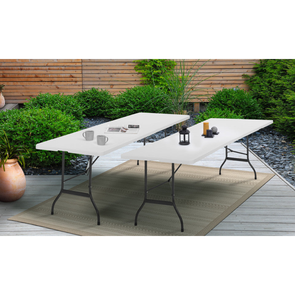 Table de jardin pliante blanche 8 personnes 180cm