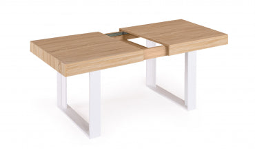 Table repas Brixton plateau extensible 160-200cm bois et pieds blancs