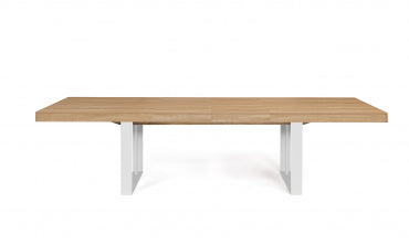 Table repas Brixton plateau extensible 200-300cm bois et pieds blancs
